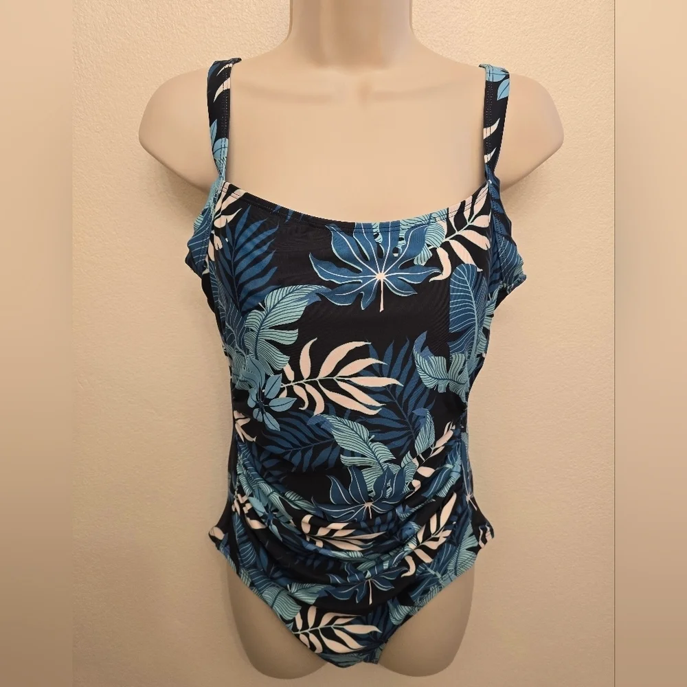 32 Degrees Ladies Blue Tropical One Piece Swimsuit